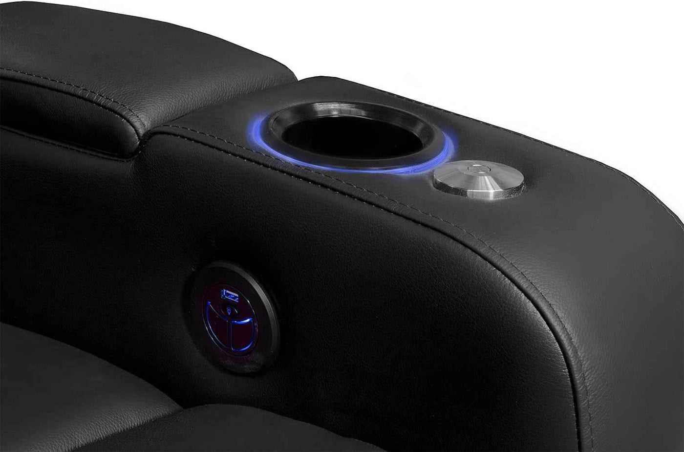 Valencia Verona Home Theater Seating | Premium Top Grain Italian 9000 Leather, Power Recliner, LED Lighting (Row of 2, Black) - GG store