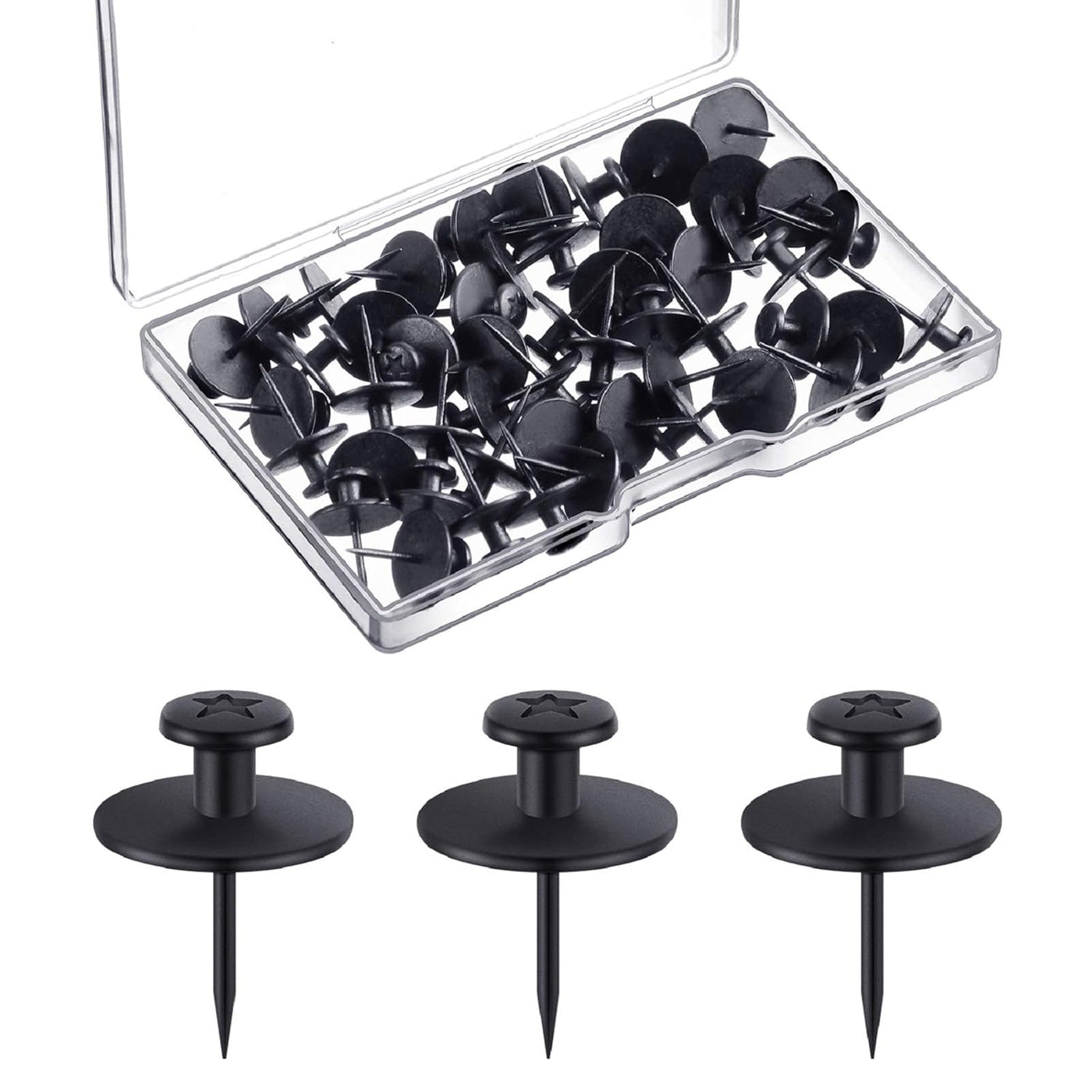 Push Pins Picture Hangers Double Headed Thumb Tacks Wall Hooks for Wall Hangings Picture Hangers Nails Small Photo Hanging Hook Pins for Home Office Photo Decor(Black,50 Pieces) - GG store