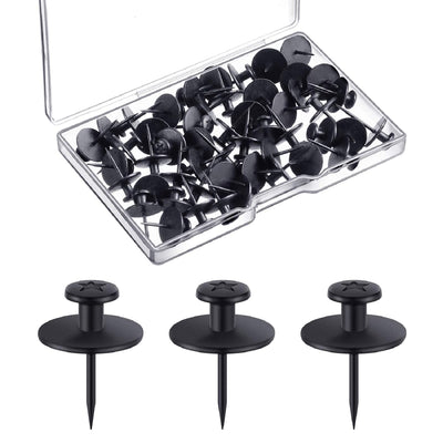 Push Pins Picture Hangers Double Headed Thumb Tacks Wall Hooks for Wall Hangings Picture Hangers Nails Small Photo Hanging Hook Pins for Home Office Photo Decor(Black,50 Pieces) - GG store