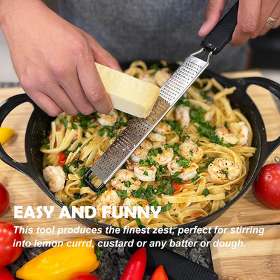 Ultimate Lemon Zester & Cheese Grater Set - Versatile Kitchen Tool for Citrus, Parmesan, Chocolate & More - Ergonomic Silicone Handle & Durable Stainless Steel Blades - Red (2 Piece Set)