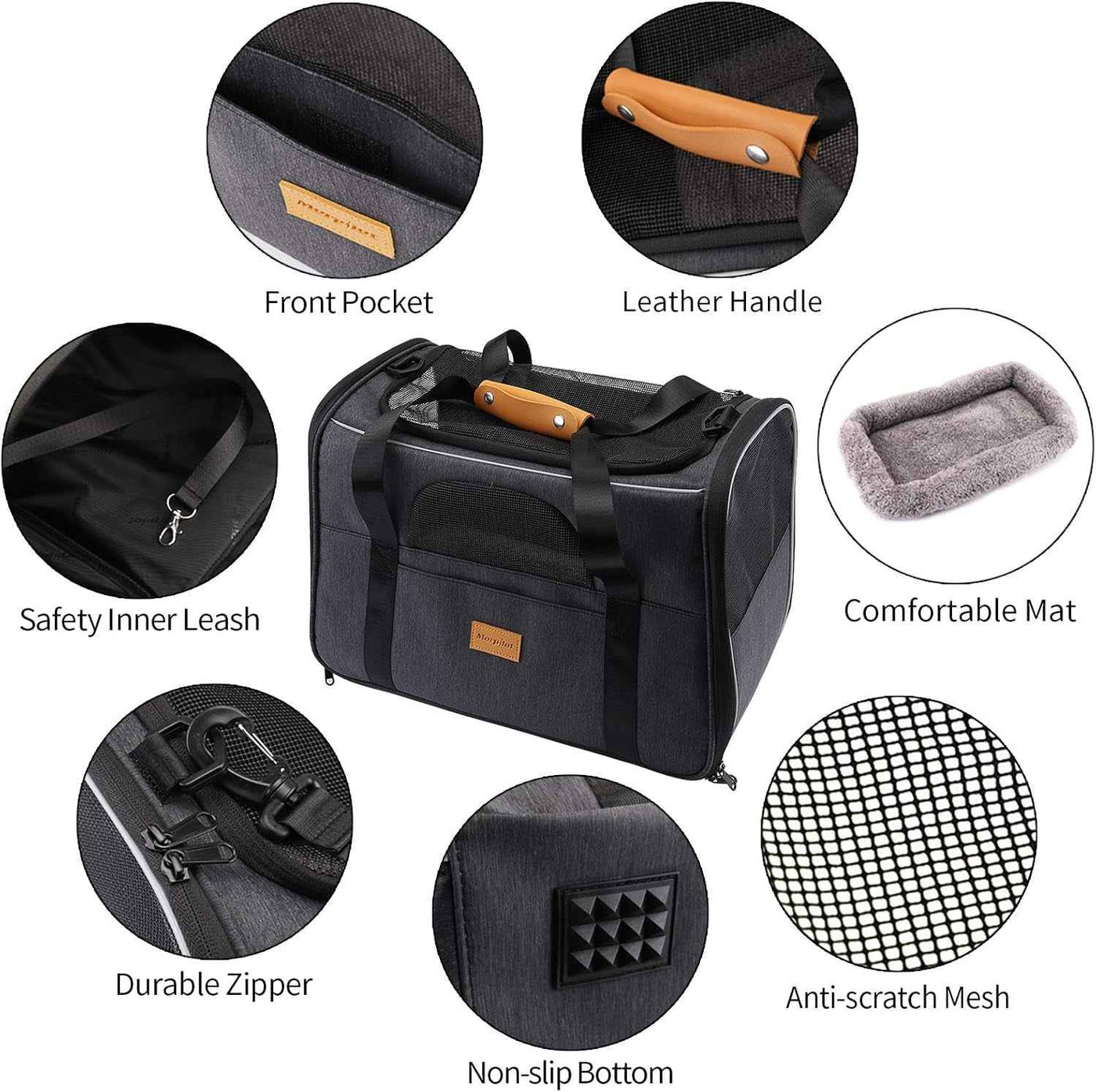 Cat Carrier, Portable Pet Carrier Bag for Cats and Small Dogs, Foldable Soft Sided Cat Transport Carrier, Airline Approved Pet Travel Carrier with Shoulder Strap, Removable Mat and Pet Bowl - GG store