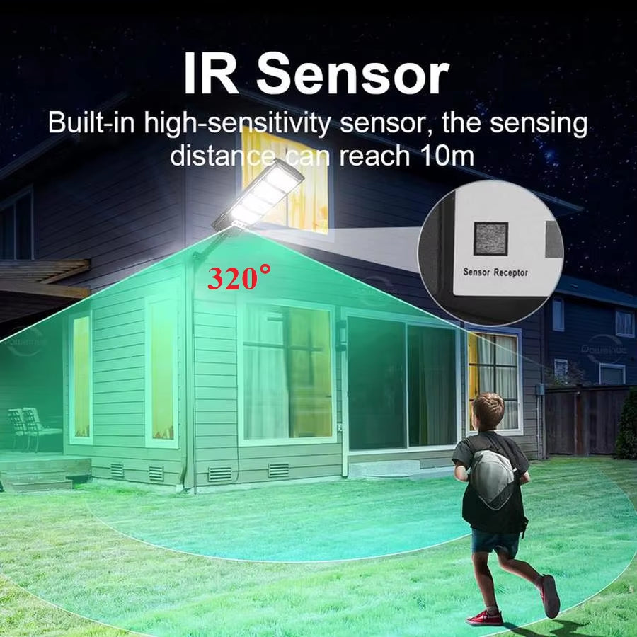 Ultra Powerful 10,000W Outdoor Solar Lamp - 320° Wide Range Lighting with Adjustable Brightness for Optimal Visibility