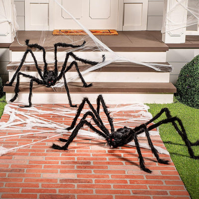 2 Pack 5 FT Scary Giant Black Spider Halloween Decorations for Outdoor Parties and Yard Decor