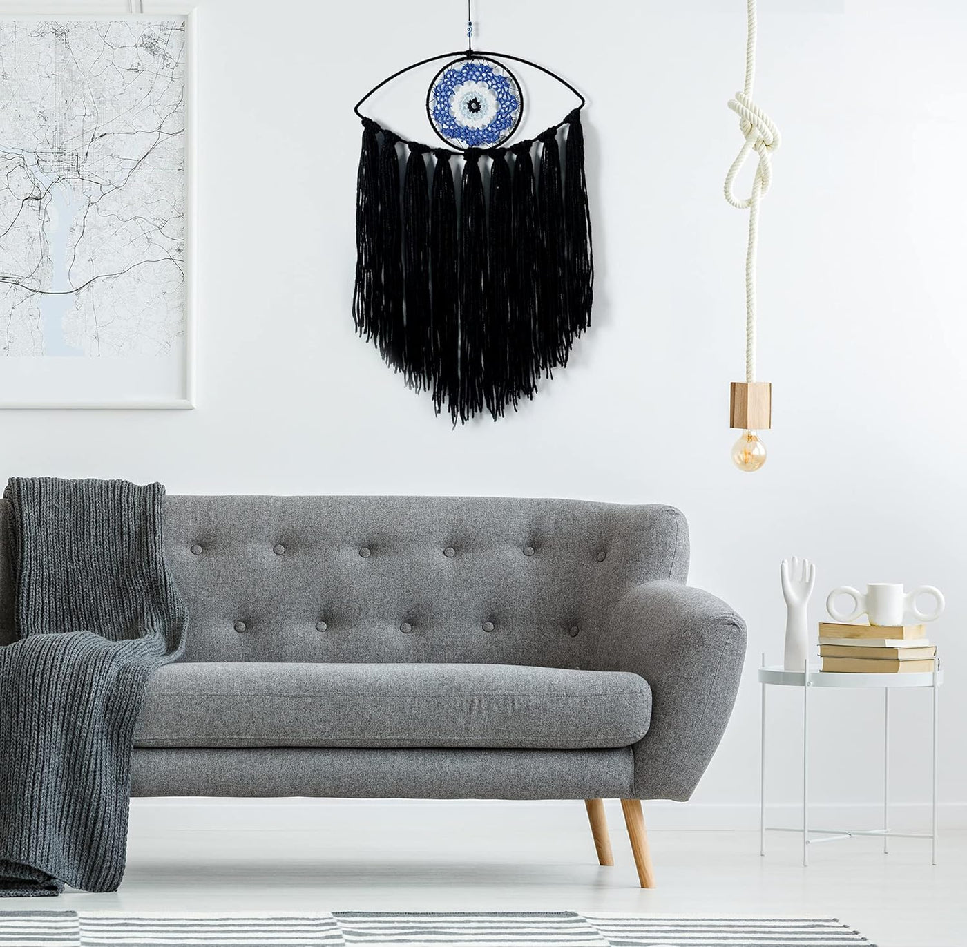 Mystical Black Evil Eye Dream Catcher - Enchanting Wall Hanging for Witchy Decor, Gothic Charm for Bedroom & Unique Gift