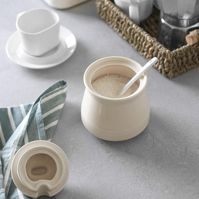 Elegant 12 Ounce Porcelain Sugar Bowl with Lid and Spoon - Perfect for Sugar or Salt, Ideal Coffee Bar Accessory for Home and Kitchen