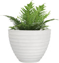 10.2” Fluted White Flower Pot – Indoor Outdoor Stone Look Garden Planter Default Title