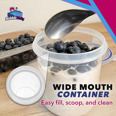 Overnight Oats Container with Lids (4-Piece Set) - 16 Oz Plastic Containers - Oatmeal Container to Go | Portable Cereal and Milk Container| Snap Lock Storage Jars with Airtight Lids - GG store