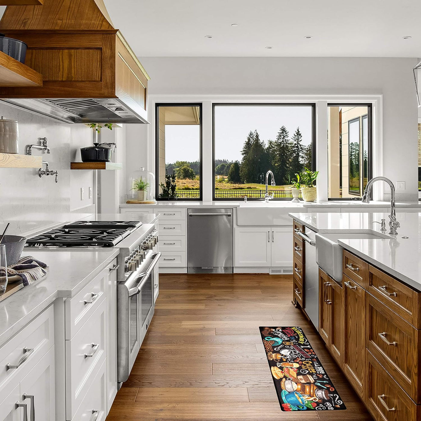 Luxurious Anti-Fatigue Kitchen Floor Mat - Stylish Pain Relief Memory Foam Mat for Comfort in Front of Sink - 47" x 17.5" x 10mm Coffee Design