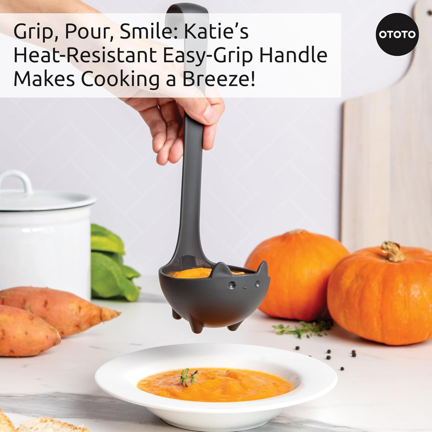 Katie Cat Soup Ladle - Spook-tacular Halloween Gift for Cat Lovers, Gothic Kitchen Accessory, Adorable Black Cat Design