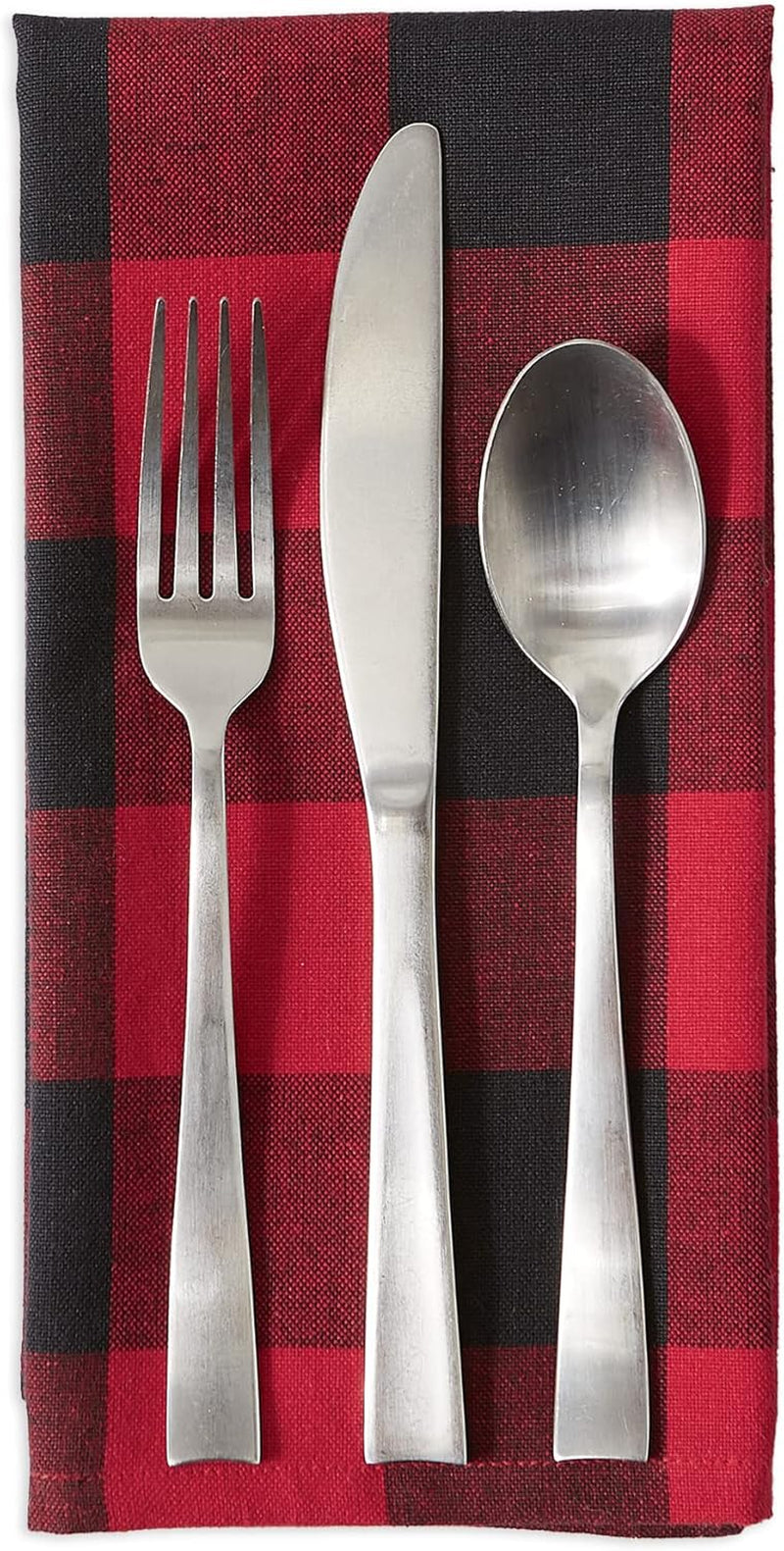 Buffalo Check Farmhouse Cloth Napkin Set - Red & Black, 20x20, 6 Pieces for Stylish Dining