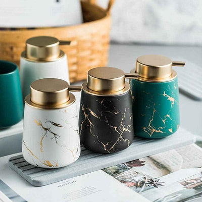 13 OZ Soap Dispensers, Refillable Countertop Lotion Soap Dispensers Pump Bottle for Bathroom, Kitchen Sink-- Holds Hand Soap, Dish Soap (Marble Black) - GG store