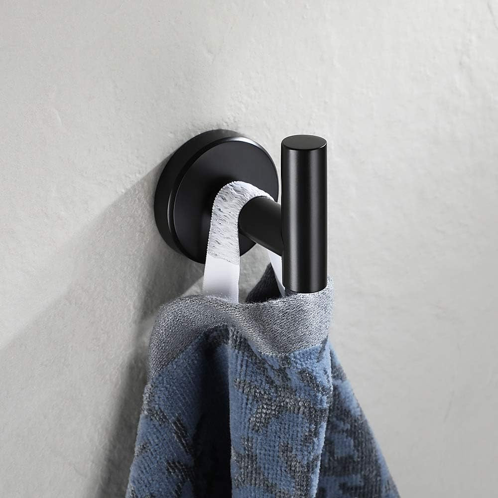 Black Bathroom Towel Hook, Coat Robe Clothes Hook for Bathroom Kitchen Garage Wall Mounted (3 Pack), 304 Stainless Steel Matte Black, TH100-PB-P3 - GG store
