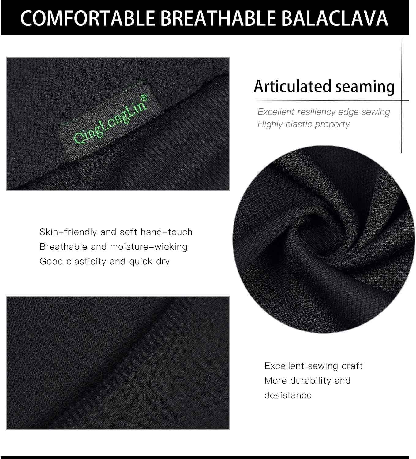 Balaclava Ski Mask 3 Pieces Full Face Cover for Men and Women Sun Protection Breathable Shiesty Mask for Skiing A-Black - GG store