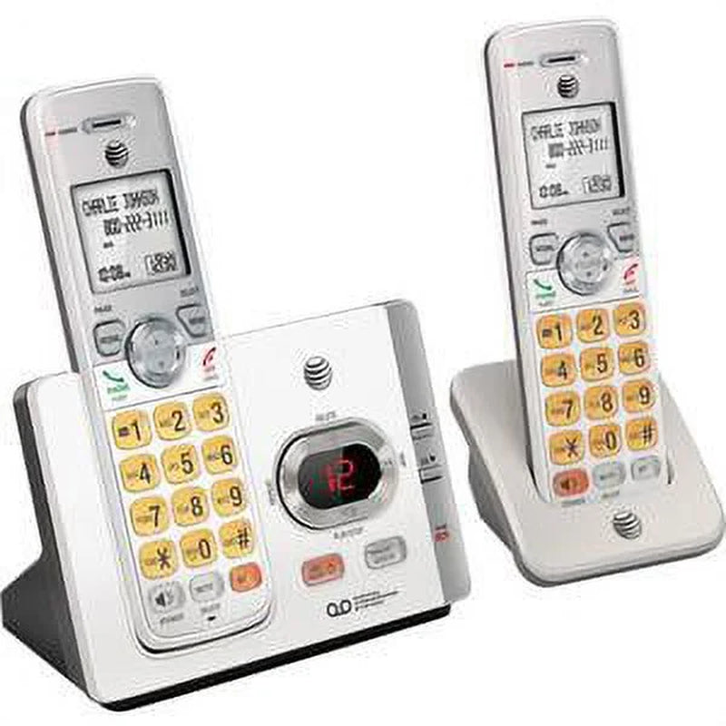 EL52215 DECT 6.0 Cordless Phone Set - Modern Silver & Black Design, Includes 2 Handsets, Speakerphone & Answering Machine